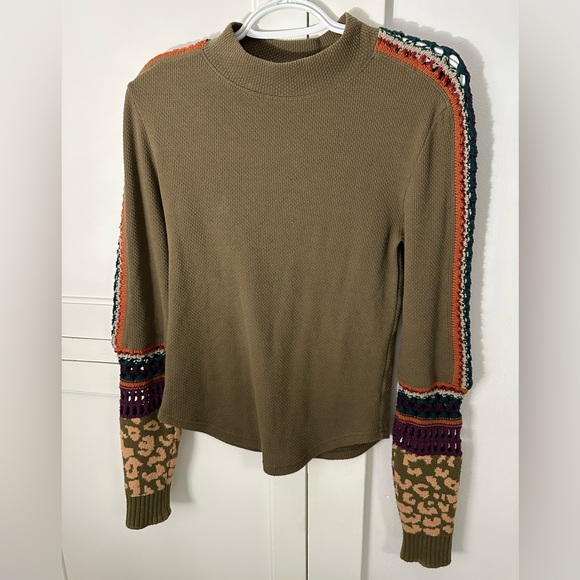 Free People Olive and Multicolor Turtleneck Sweater - Picture 3 of 4